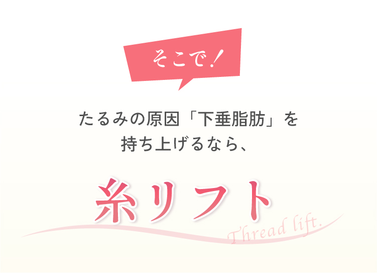 たるみの原因「下垂脂肪」を持ち上げるなら,糸リフト